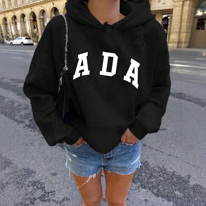 Fashionable Streetwear Hoodie Long Sleeve Oversized Casual All-Match Letter Print Short Sleeve Spring 2026 Comfortable Polyester