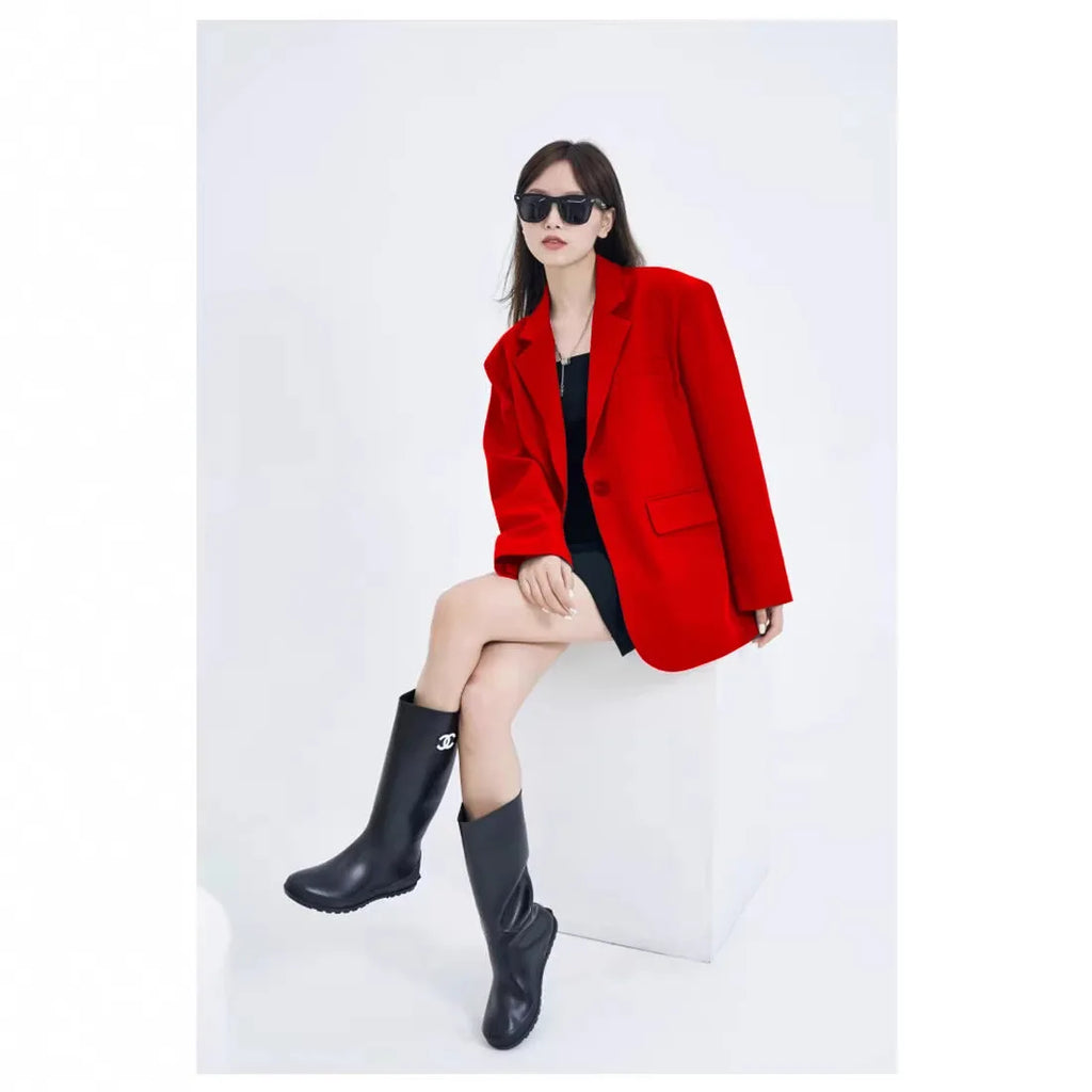 Casual Loose Women's Blazer Spring 2026 New Style Commute Fashionable Polyester Long Sleeve Single Button Patchwork Blazer