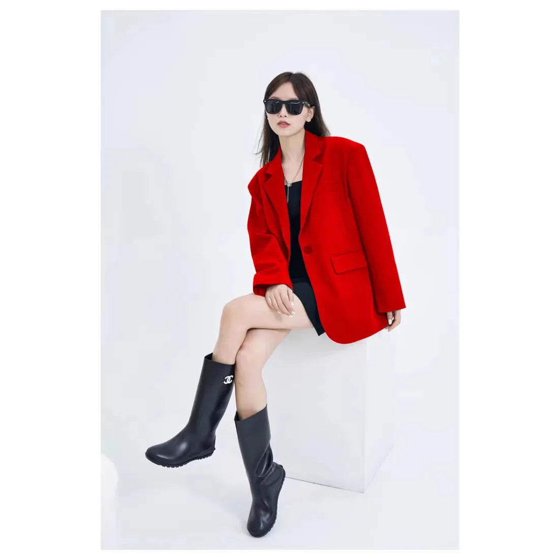 Casual Loose Women's Blazer Spring 2026 New Style Commute Fashionable Polyester Long Sleeve Single Button Patchwork Blazer