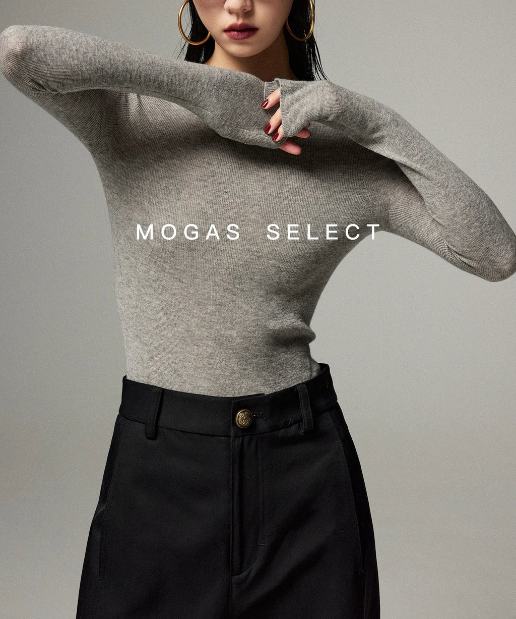 Mogas Luxury Cashmere Silk Seamless One-Shoulder Knitted Sweater Women's Autumn Winter Base Layer Fashionable Business Commut...