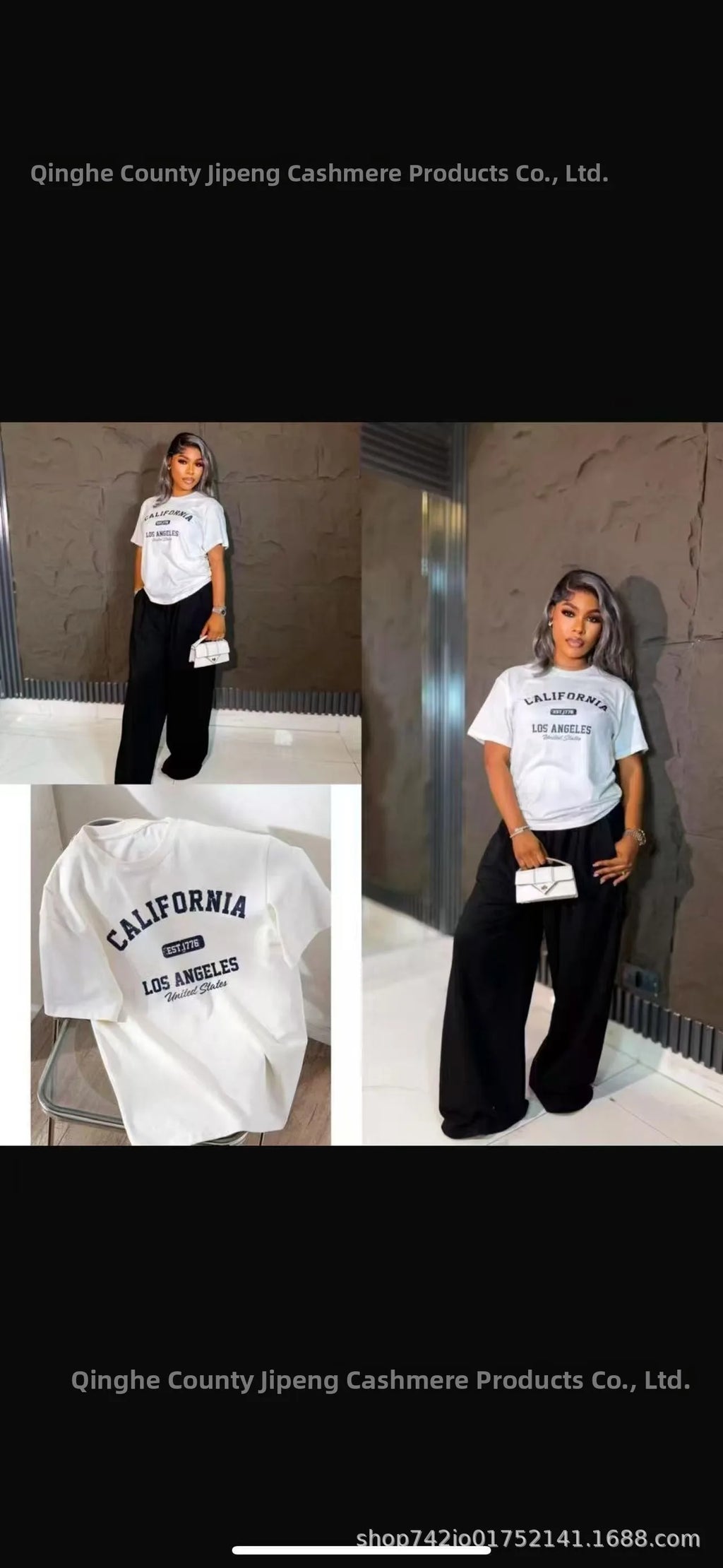 Loose Fit Embroidered Cotton T-Shirt Women's Shoulder Width round Neck Print Short Sleeve Cross-Border Half Sleeve Street Style