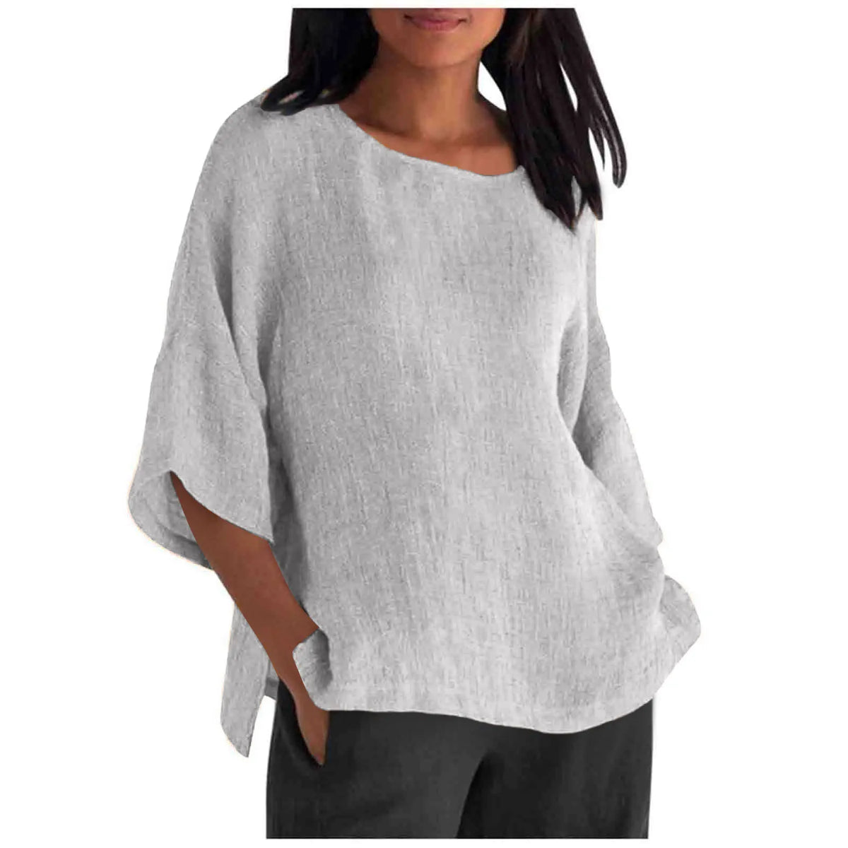 Hot Sale Of The Seasonwish Eaby Women's Cotton Linen Shirt round Neck Short Sleeve 25 Colors Casual Loose Fit Street Style Su...