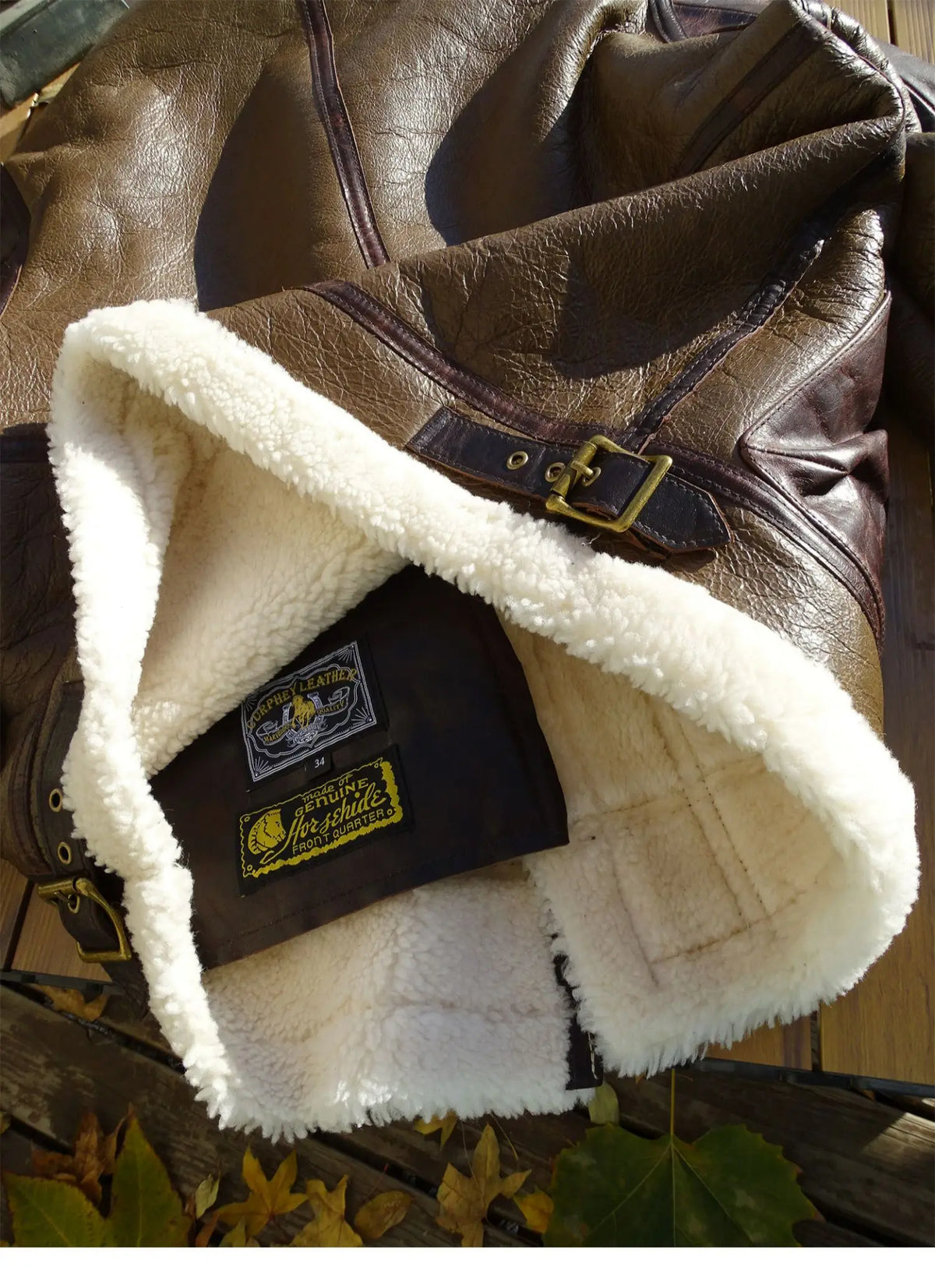 Men's B-3 Bomber Shearling Jacket Brown Black Two-Tone Genuine Leather Winter Warm Flight Pilot Coat Vintage Spliced