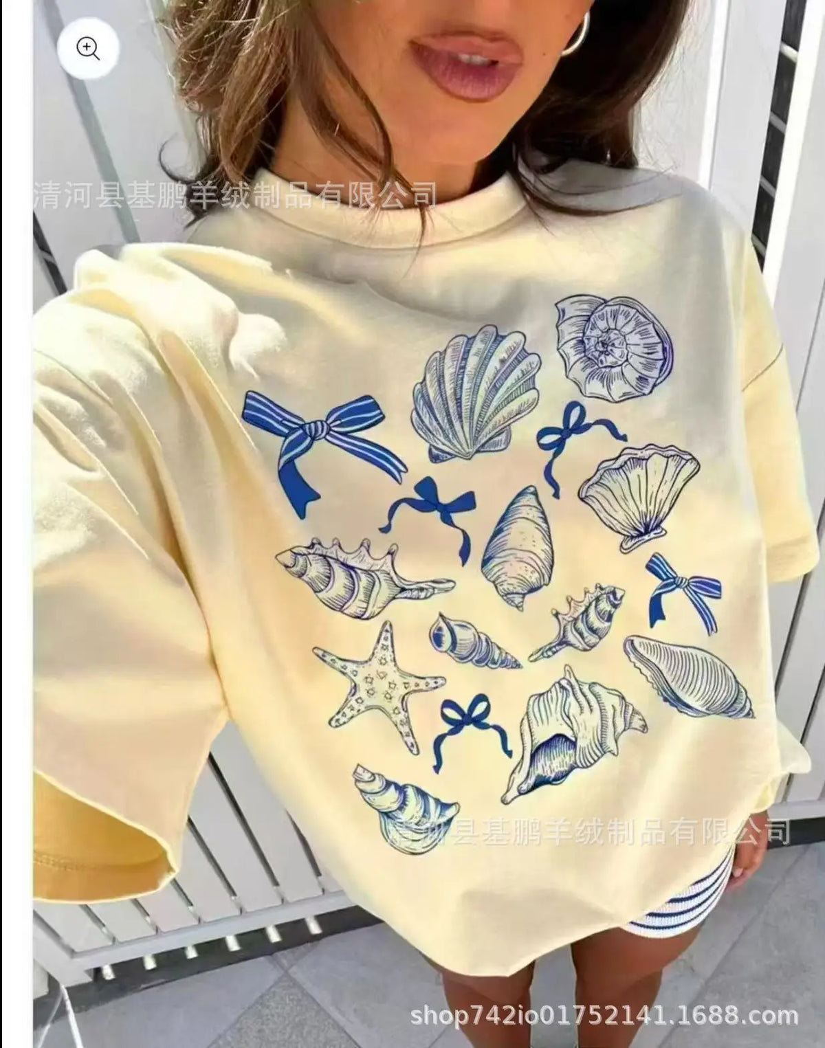 Loose Fit Embroidered Cotton T-Shirt Women's Shoulder Width round Neck Print Short Sleeve Cross-Border Half Sleeve Street Style