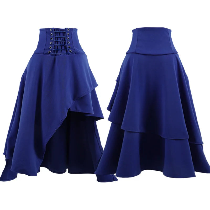 High Waist Gothic Skirt Half Length Irregular Long Skirt Five Colors Vintage Style Polyester Fabric Spring Summer Fashion