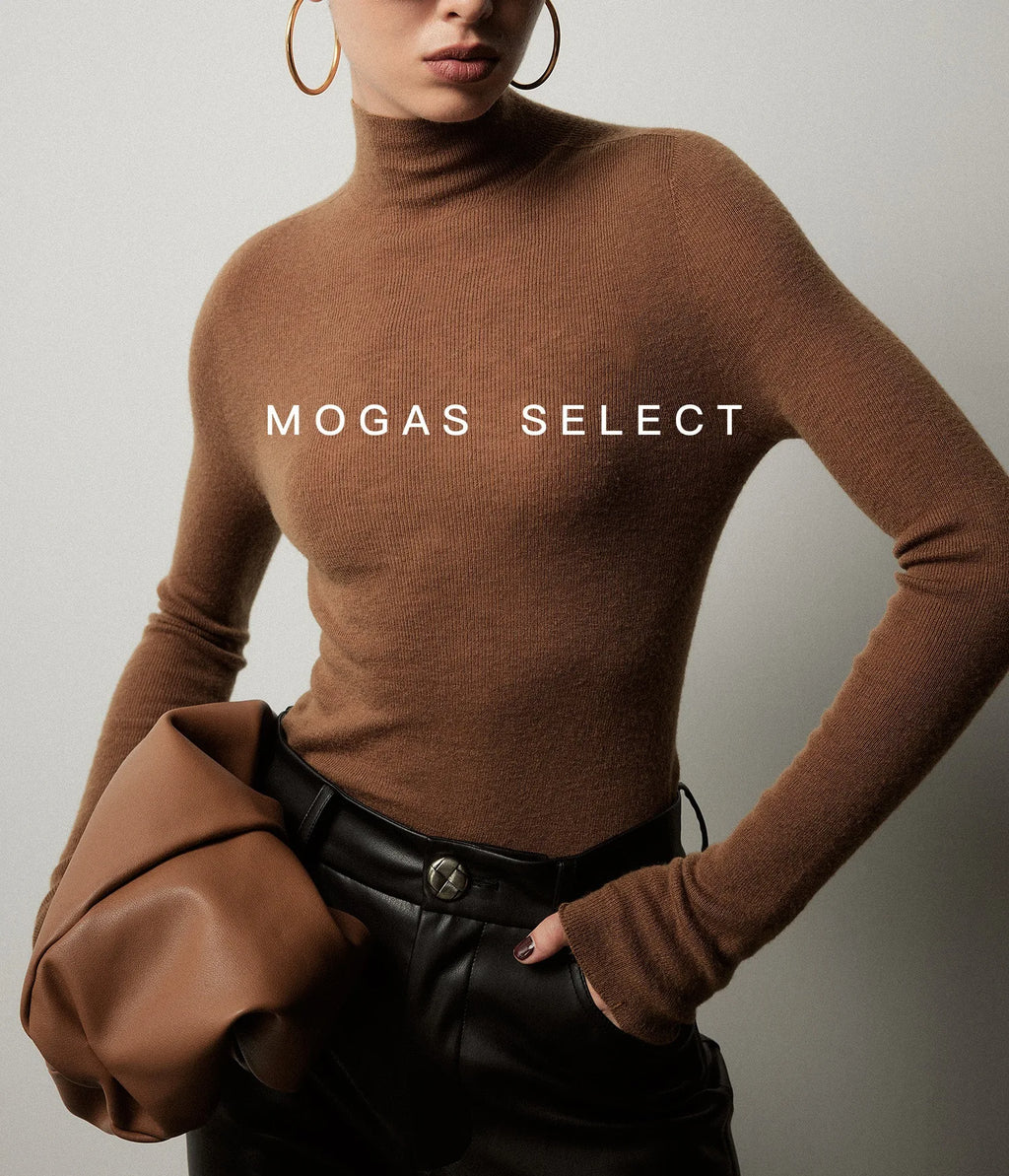Mogas Luxury Cashmere Silk Seamless One-Shoulder Knitted Sweater Women's Autumn Winter Base Layer Fashionable Business Commut...