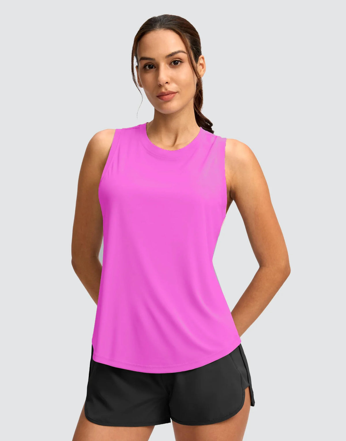 Women's Sleeveless Sports Top Quick Dry Breathable Running Vest Yoga Tennis Cross-Border Sports Tank Top Nylon Fabric