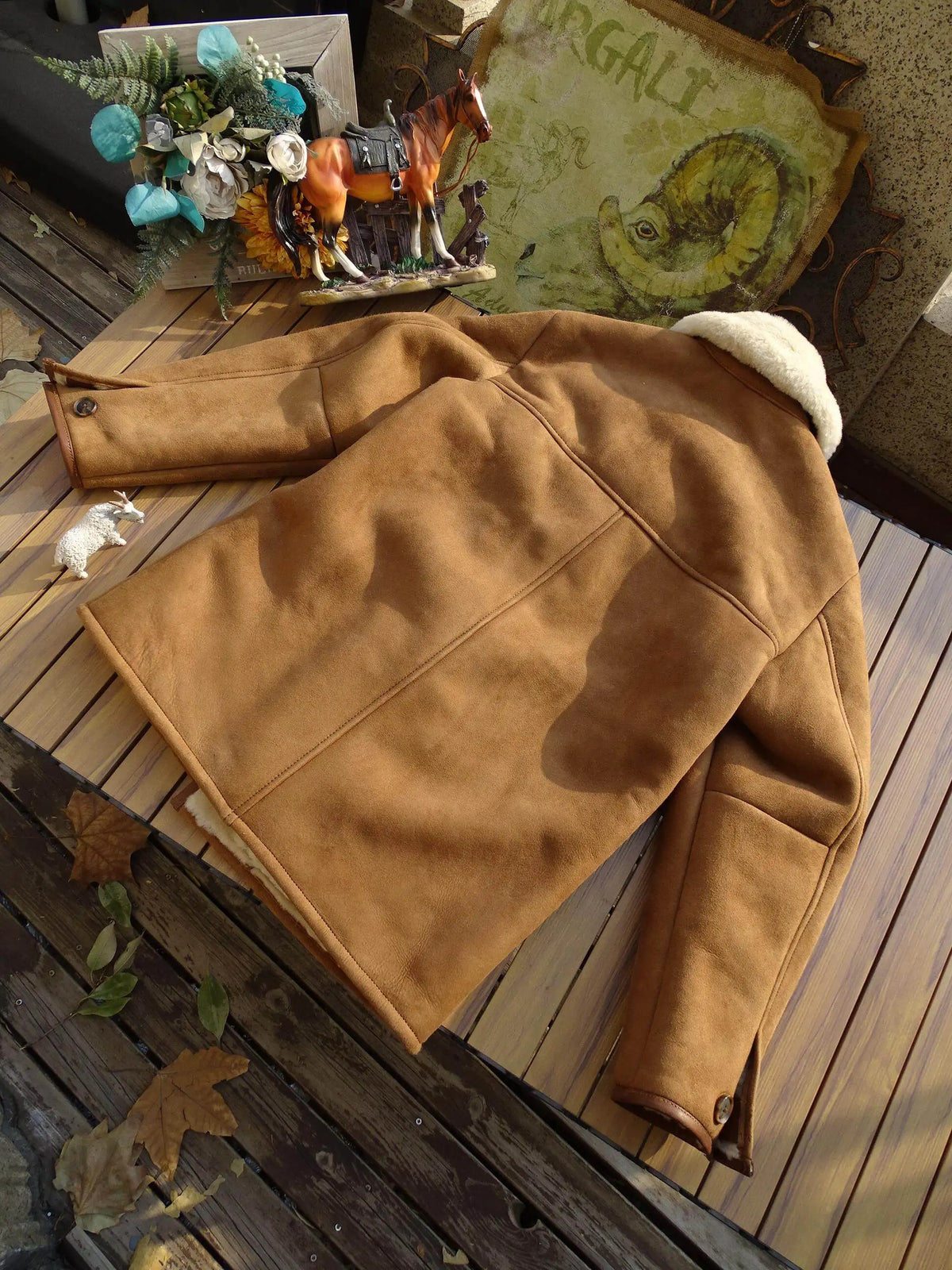 Light Brown Winter Shearling Jacket Men Casual Style Plus Size 4XL Genuine Natural Thick Sheepskin Warm Single Breasted Coat