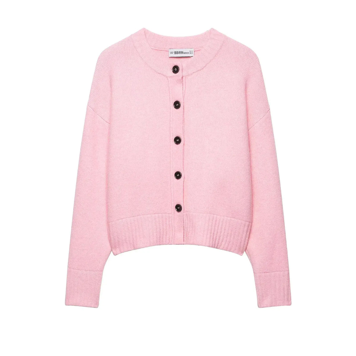 Loose Long Sleeve round Neck Knitted Sweater Women's Pure Color Single Button Autumn Winter New Style Comfortable Versatile K...