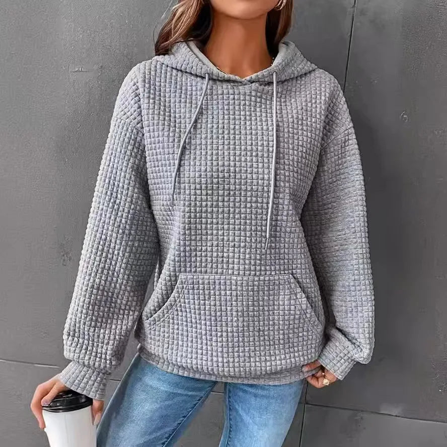 Winter 2025 Women's Thickened Warmth Hoodie Set Home Leisure Style Pure Color Oversize Long Sleeve Pullover Hat with Pocket