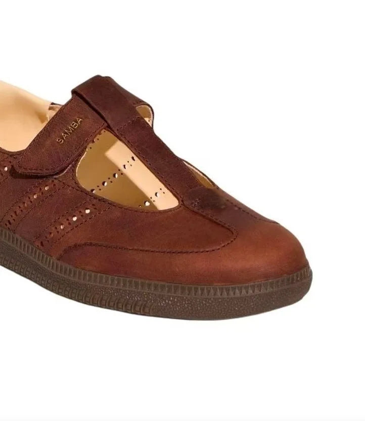 Mary Jane Samba Originals Women's Casual Shoes Leather T-Strap Flat Bottom Breathable Comfortable Lightweight Anti-slip