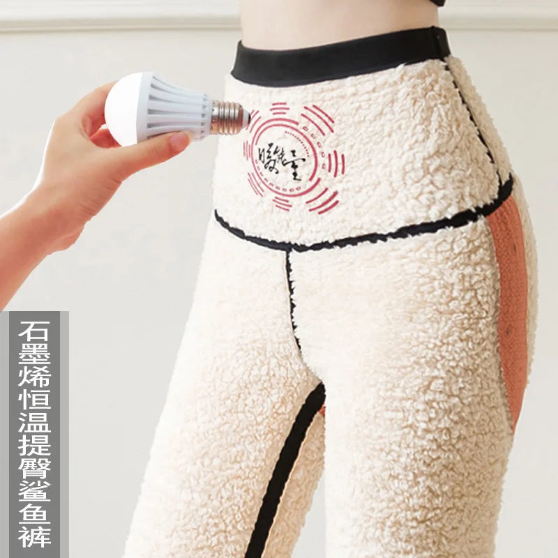 Cloud Velvet Thickened Yoga Pants Women's Autumn Winter Shark Skin Pants Tummy Control Butt Lifting Base Layer Pants plus Siz...