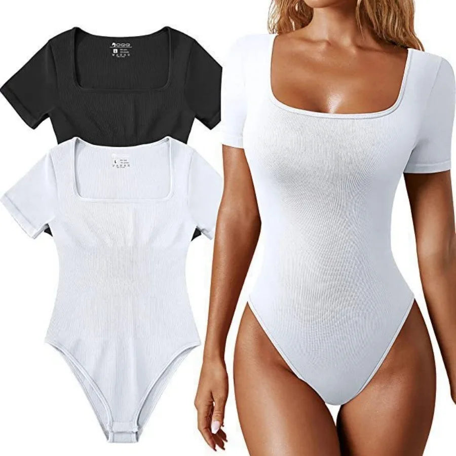 Summer 2026 Women's Yoga One-Piece Exercise Sportswear Short Sleeve Ribbed Ultra-Short Length Solid Color Fashionable Elegant