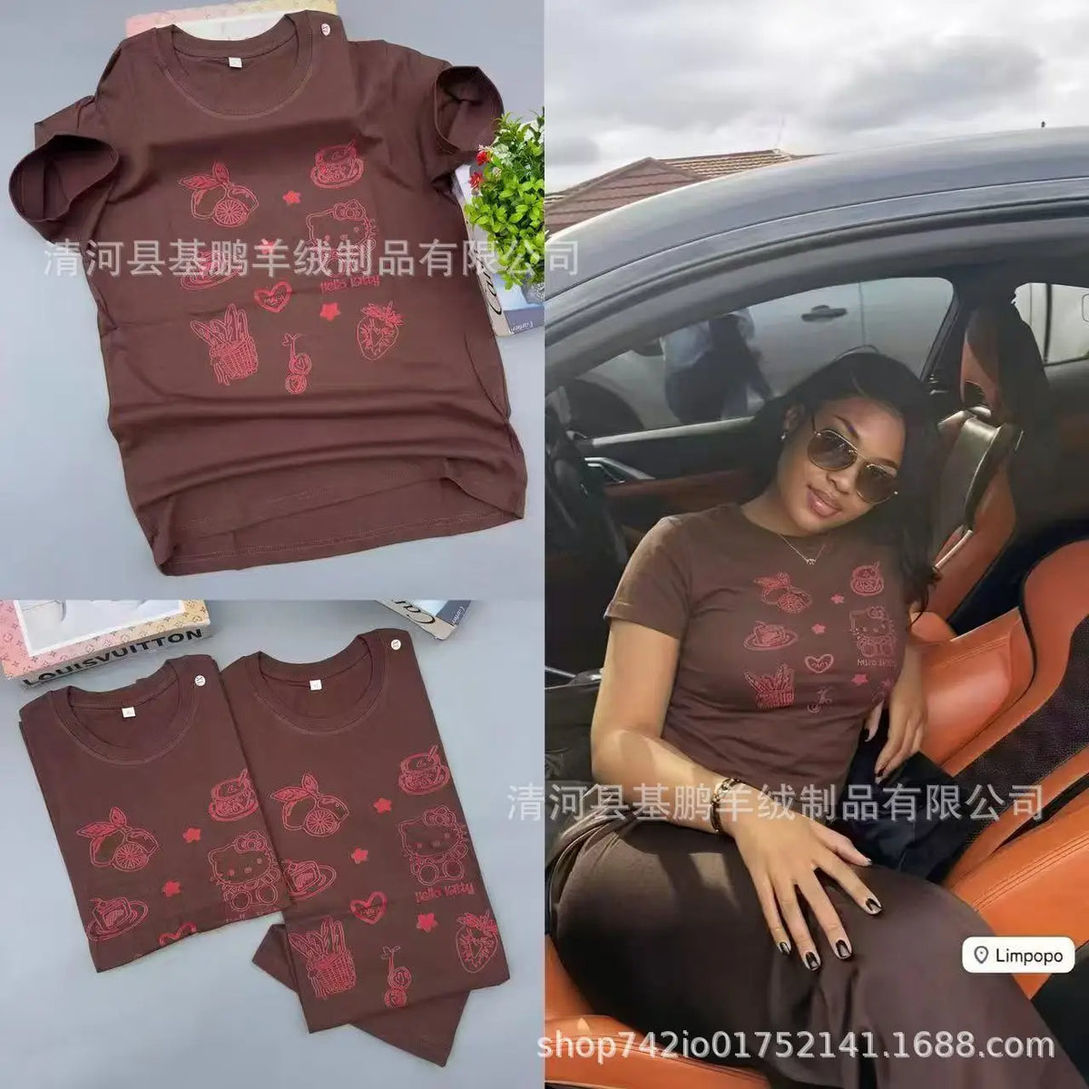 Loose Fit Embroidered Cotton T-Shirt Women's Shoulder Width round Neck Print Short Sleeve Cross-Border Half Sleeve Street Style