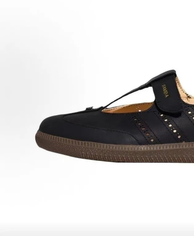 Mary Jane Samba Originals Women's Casual Shoes Leather T-Strap Flat Bottom Breathable Comfortable Lightweight Anti-slip