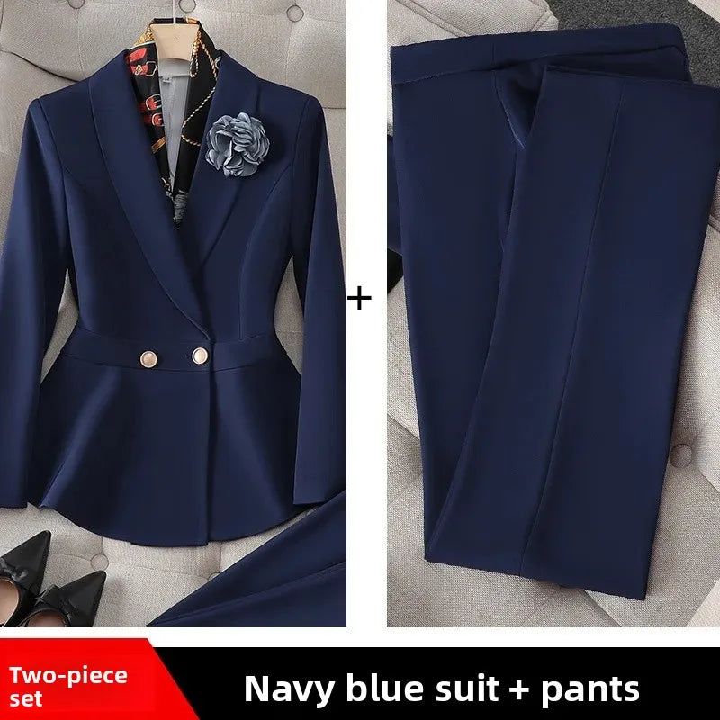 Professional Women's White Slim Fit Workwear Set Fashionable Commute Suit Knee-Length Polyester Fiber Midi Skirt