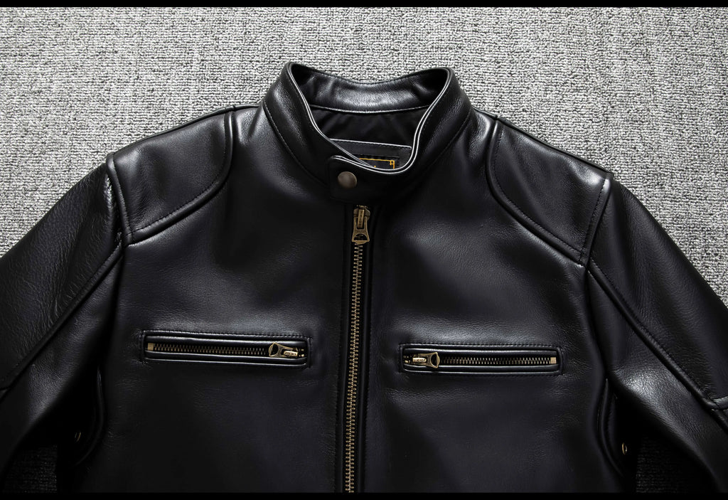 Black Autumn Leather Jacket Men Retro Style Plus Size 6XL Genuine Natural Cowhide Stand Collar J100 Motorcycle Sports Coat