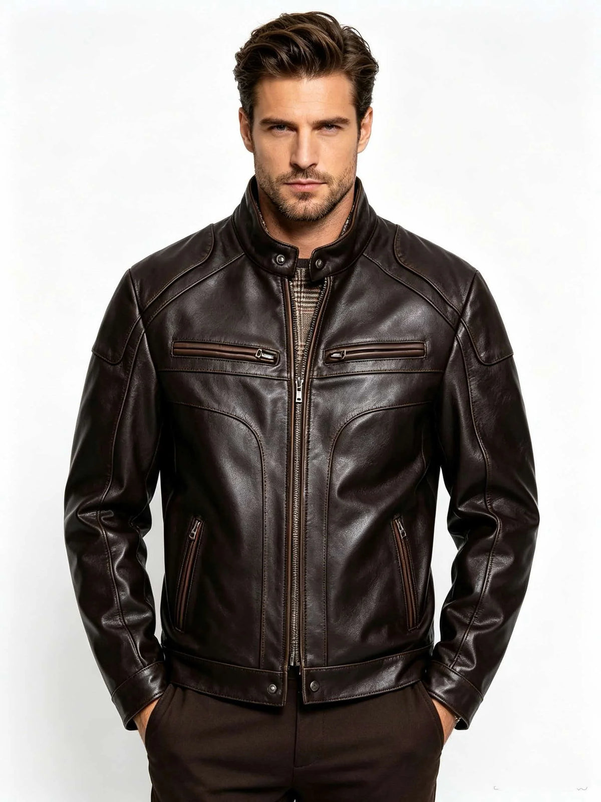 Black Autumn Leather Jacket Men Retro Style Plus Size 6XL Genuine Natural Cowhide Stand Collar Motorcycle Sports Vintage Coat