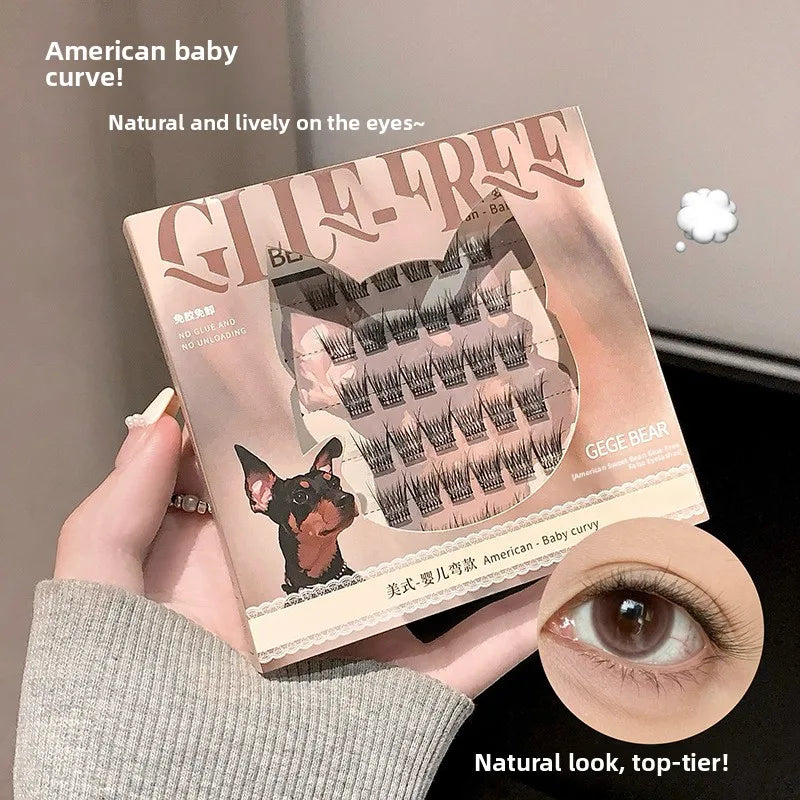 Natural Looking Lightweight Thin Glue-Free Fake Eyelashes Gege Bear Artificial Fiber Easy to Handle Bear Mascara Extensions