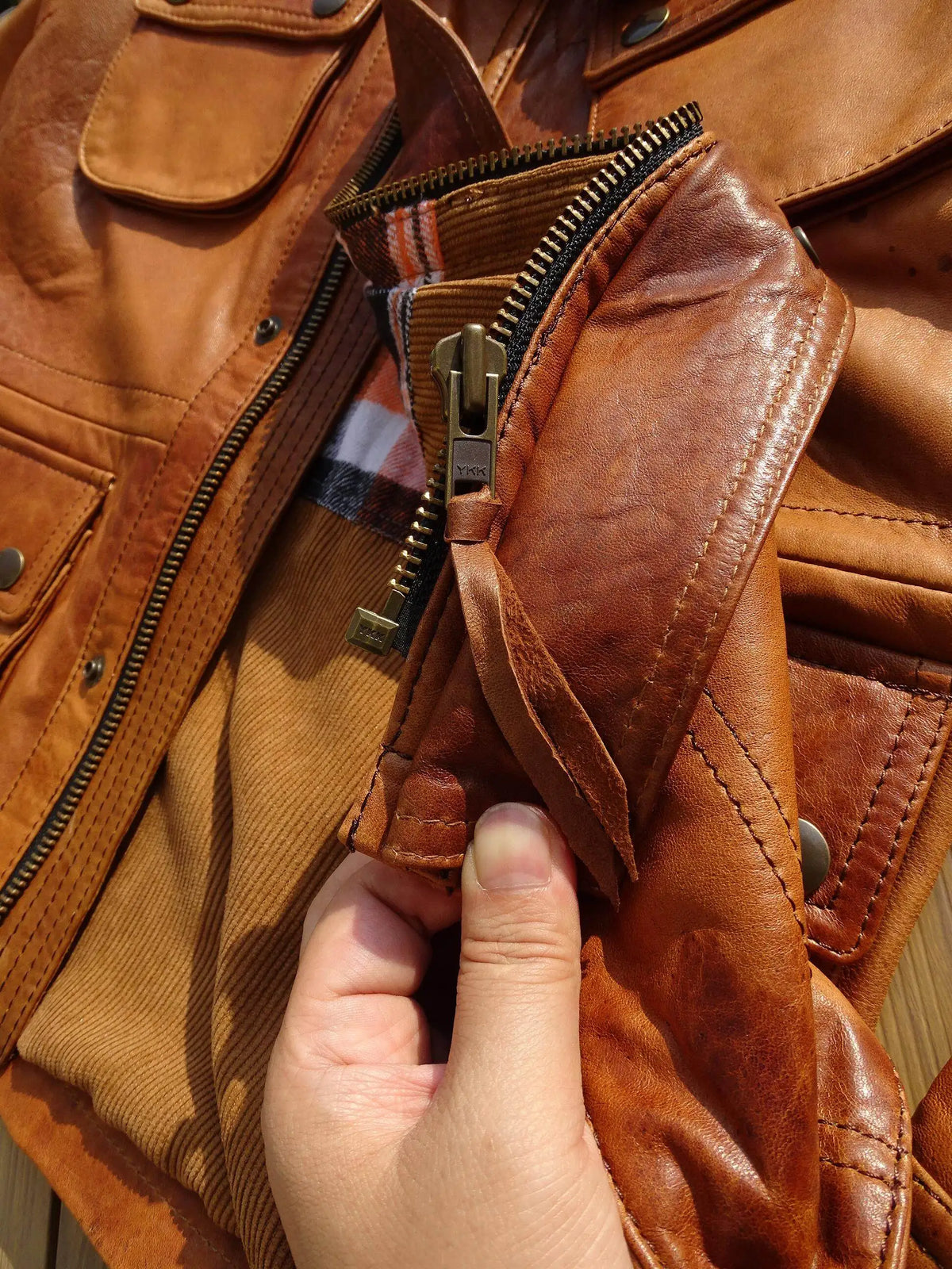 Orange Autumn Leather Jacket Men Safari Style Plus Size 3XL Genuine Natural Sheepskin Stand Collar Retro Vintage M65 Coat