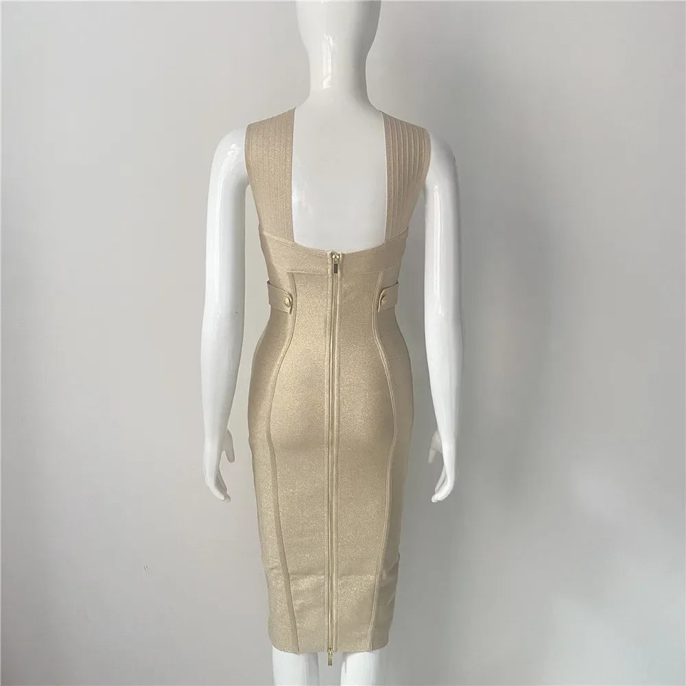 Sexy Off-Shoulder Gold Silk Silver Edge Dress 23European Women's Clothing Sleeveless Prom Night Gown Middle Skirt