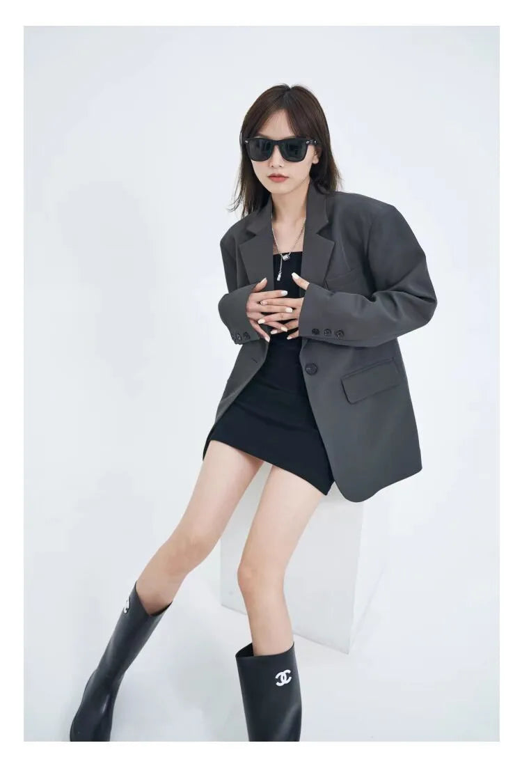 Casual Loose Women's Blazer Spring 2026 New Style Commute Fashionable Polyester Long Sleeve Single Button Patchwork Blazer