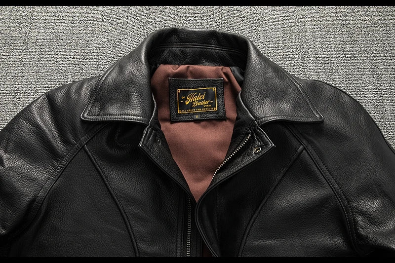 Black Winter Leather Jacket Men Retro Style Plus Size 5XL Genuine Natural Sheepskin Turn-down Collar Loose Casual Leather Coat