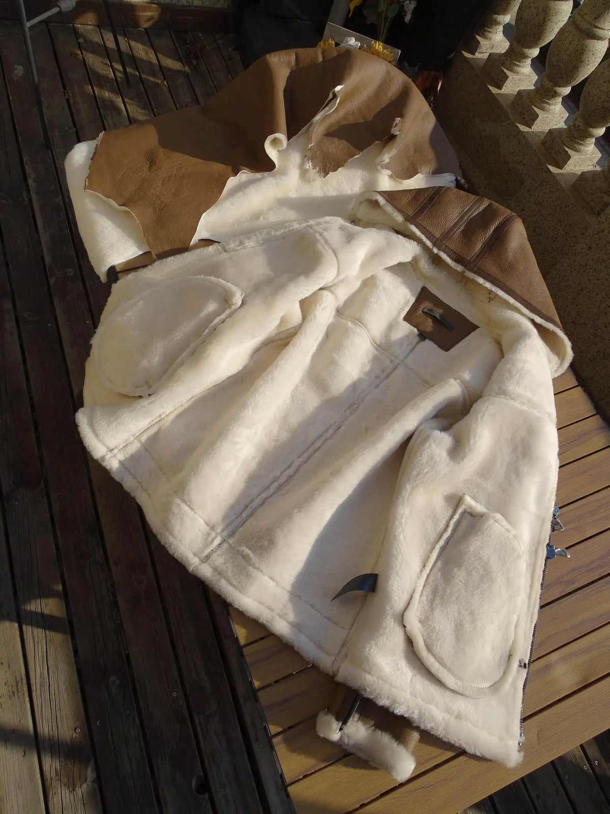 Brown Winter Hooded Shearling Jacket Men Casual Style Plus Size 5XL Genuine Natural Thick Sheepskin Warm Leather Coat