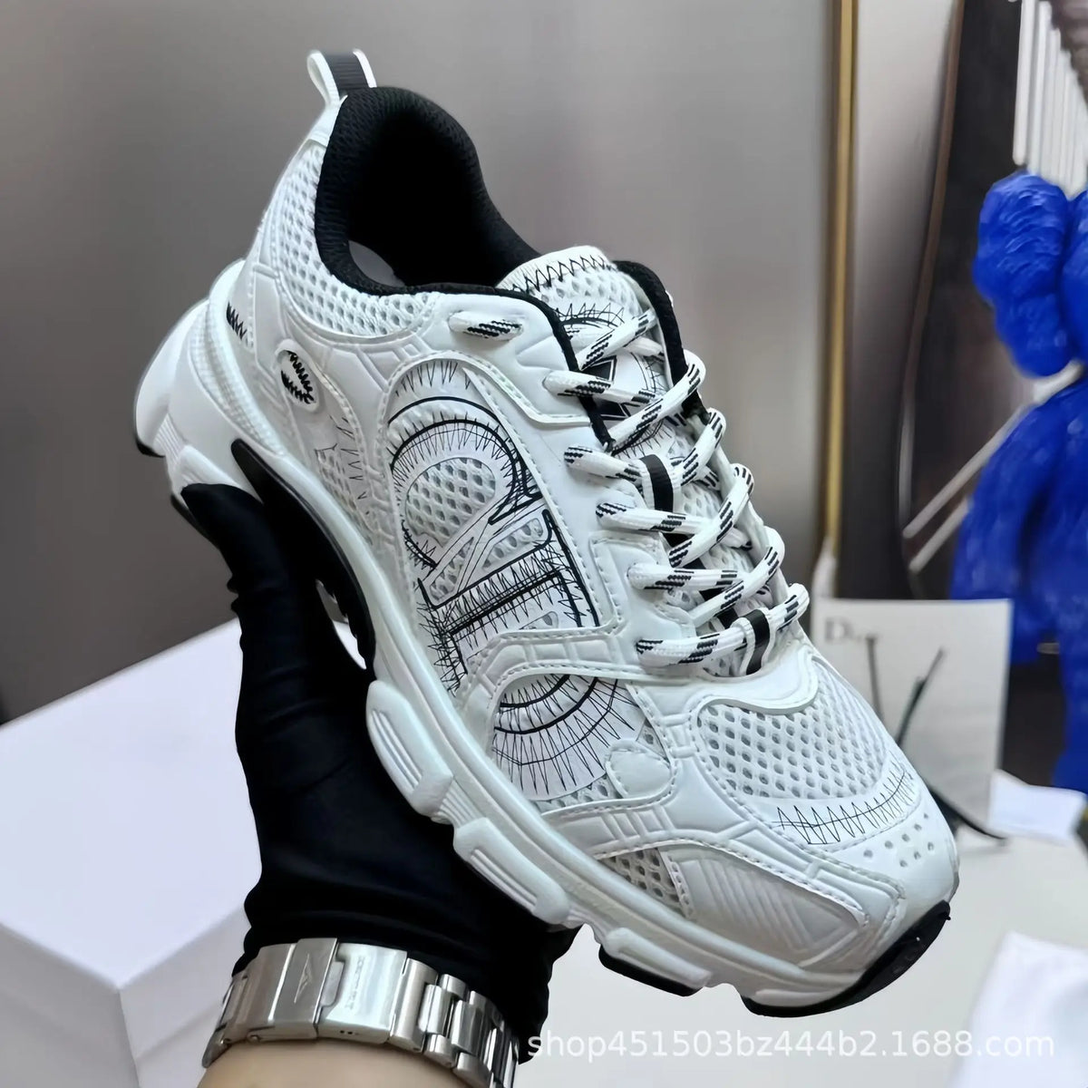 2025 New D Home B30 Tech Sports Mesh Dad Running Shoes with Laces Olympic Star Net Shoes Unisex Summer Dry Hollow out Sneakers