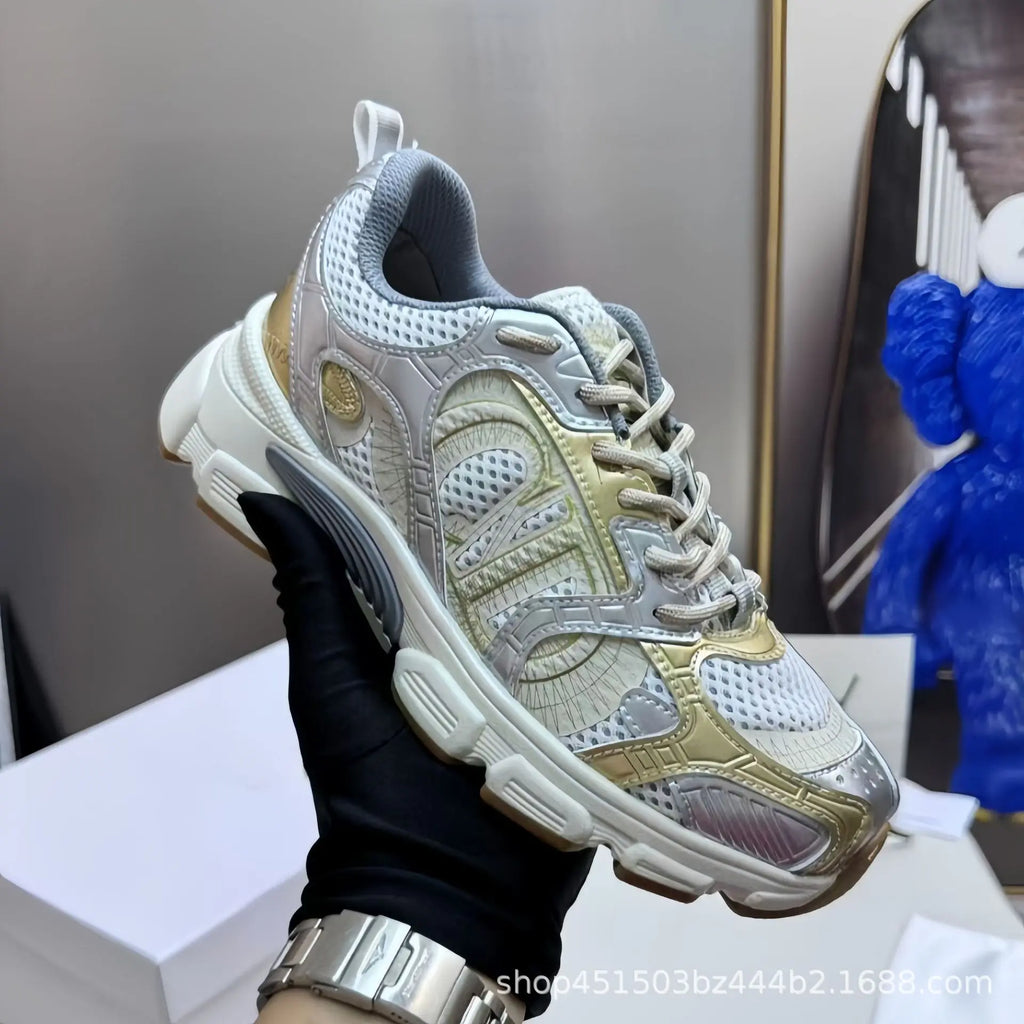 2025 New D Home B30 Tech Sports Mesh Dad Running Shoes with Laces Olympic Star Net Shoes Unisex Summer Dry Hollow out Sneakers