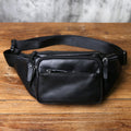 NZPJ Men's Genuine Leather Chest Bag - Top-Grain Cowhide Waist Bag / Crossbody Bag with Multiple Compartments & Phone Pocket