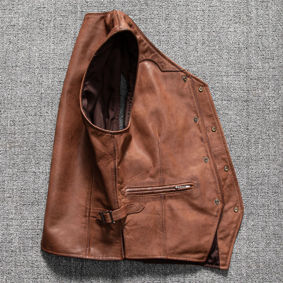 Brown Spring Leather Vest Men Retro Style Plus Size 5XL Genuine Natural Sheepskin Slim Fit Short Single Breasted Sleeveless Coat