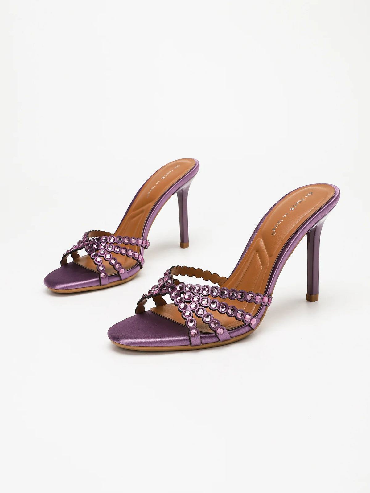 Fashionable Diamond Strap High Heels Sandals Women's Summer Party Shoes Fine Heel Versatile Elegant Ladies' Slip-On Slippers