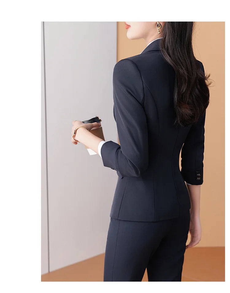 Business Formal Suit Set for Women College Students Job Interview Workwear Small Size Female Jacket Professional Top