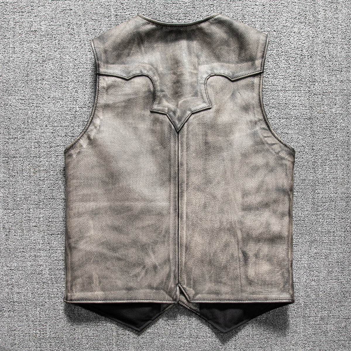 Retro Grey Four Seasons Leather Vest Men Vintage Style Plus Size 5XL Genuine Natural Cowhide Short Single Breasted Vest