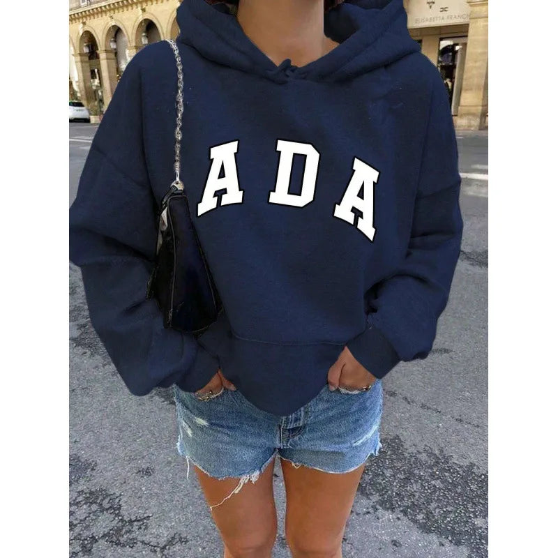 Fashionable Streetwear Hoodie Long Sleeve Oversized Casual All-Match Letter Print Short Sleeve Spring 2026 Comfortable Polyester
