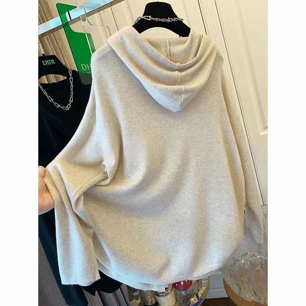Autumn Winter plus Size Women's Shirt Hooded Cardigan Long Sleeve Slimming Top Casual Style Comfortable Fit Sweatshirt