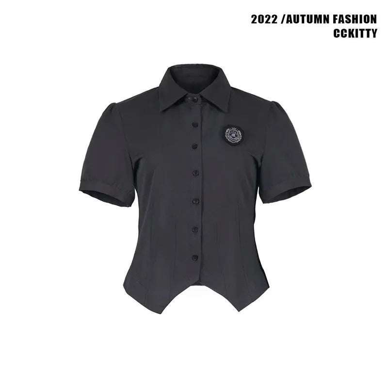 American Style Uniform Short Sleeve Women's School Uniform Set Waist-Cinching Jk Outfit Mini Skirt Sweet Fresh Princess Sleeve