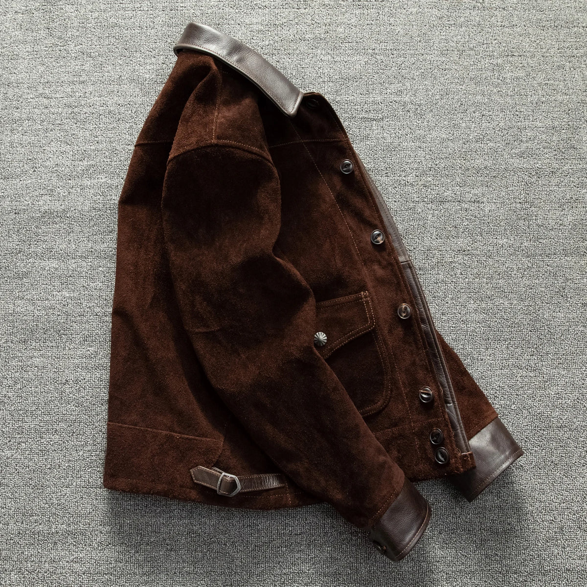 Red Brown Winter Leather Jacket Men Retro Style Plus Size 6XL Genuine Natural Cow Suede Turn-Down Collar Single Breasted Coat