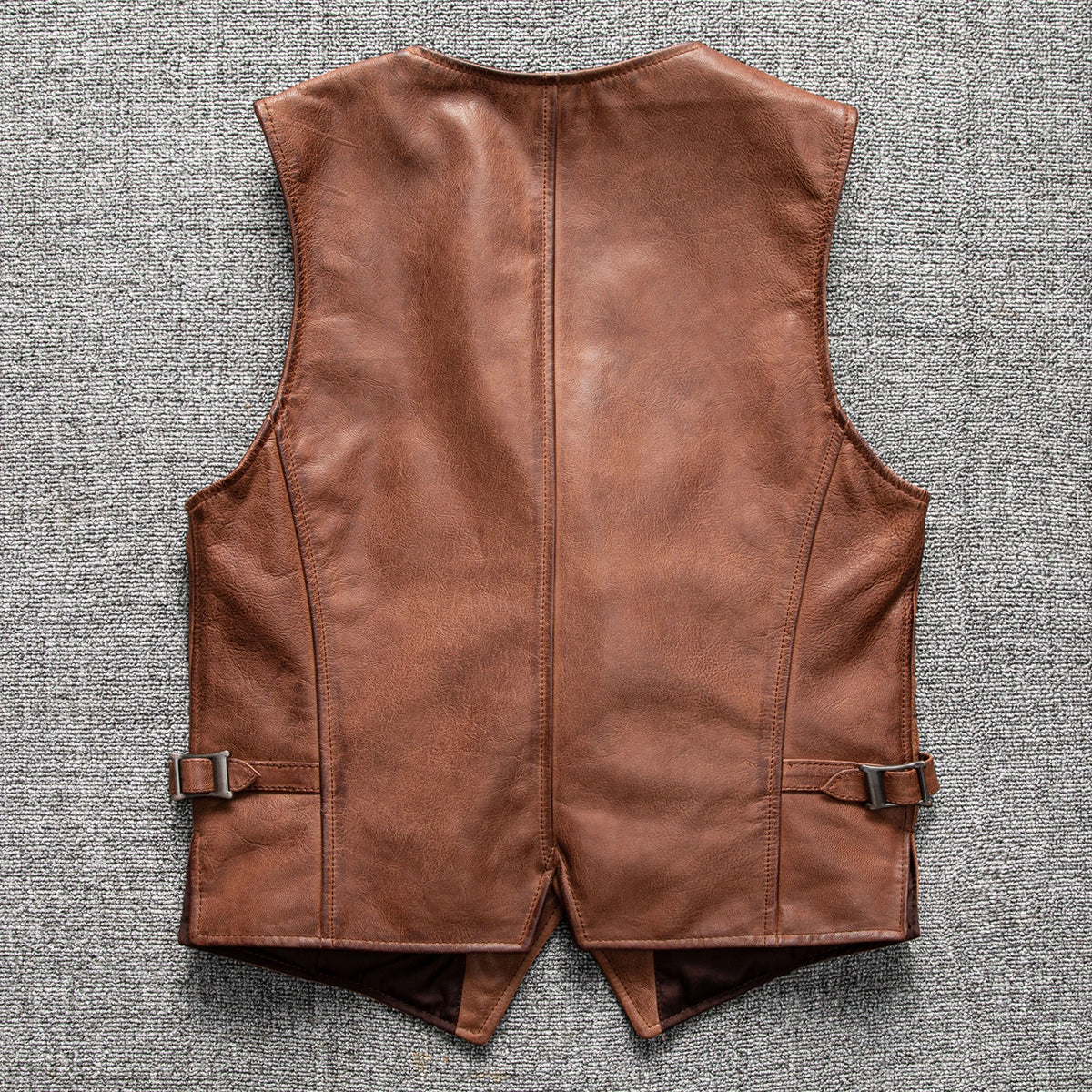 Brown Spring Leather Vest Men Retro Style Plus Size 5XL Genuine Natural Sheepskin Slim Fit Short Single Breasted Sleeveless Coat