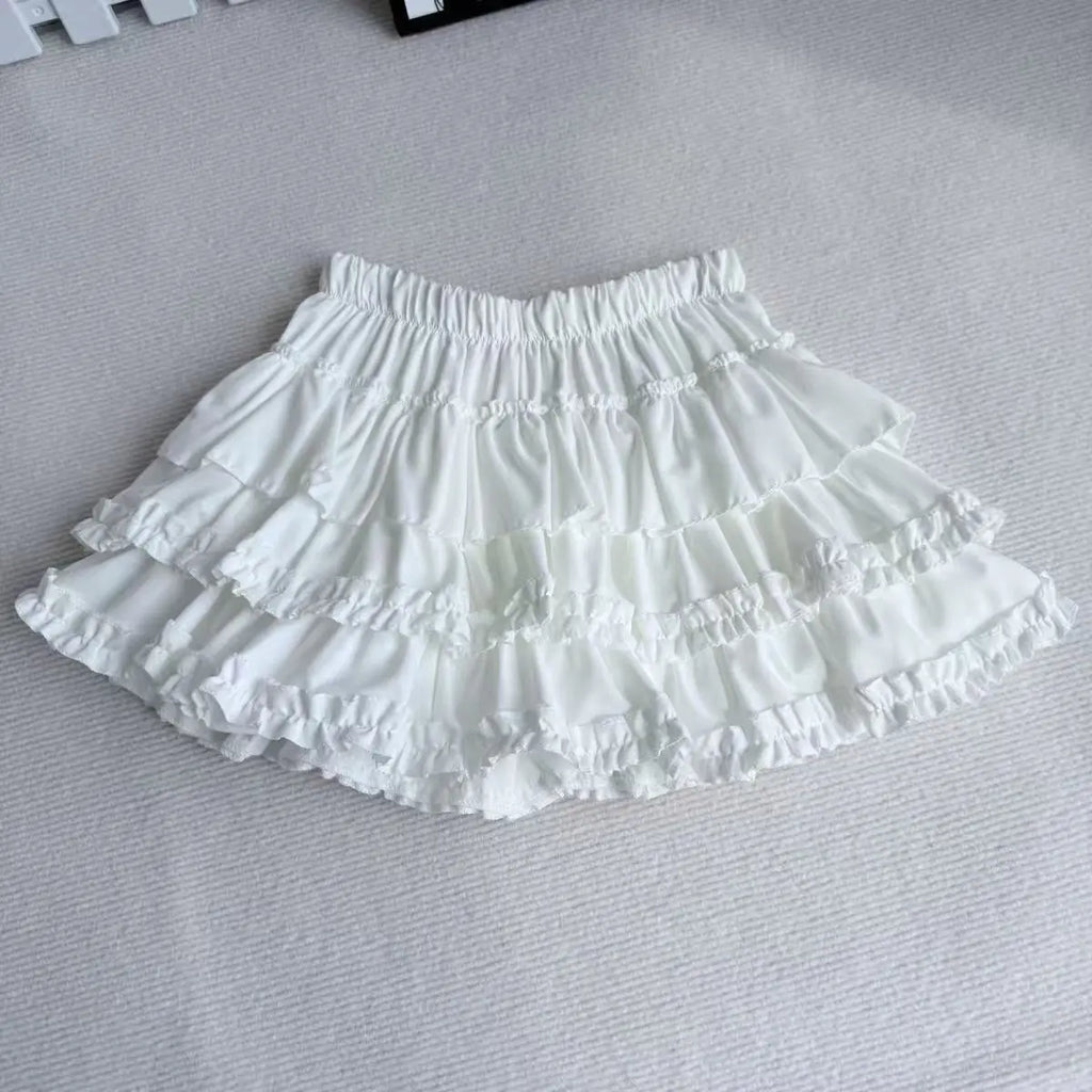 Sweet And Spicy High Waist Puffy Half-length Skirt for Women Anti-exposure Bow-knot Short Cake Skirt Spring Summer New Style