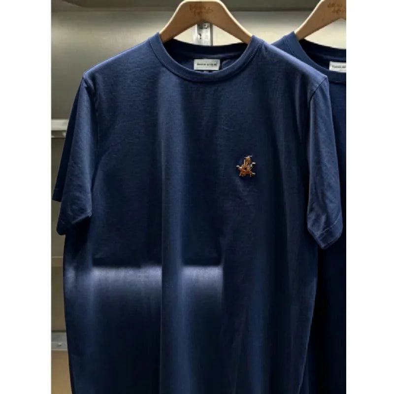 Embroidered Fox round Neck Short Sleeve T-Shirt Cotton Casual Loose Fit Youth Fashion Spring New Arrival Fox Pattern Tee