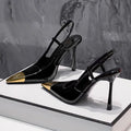 Metallic Square Toe High Heels Black Low Cut Single Shoes Versatile for Autumn Winter Season Sexy Style Fastest Shipping Avai...