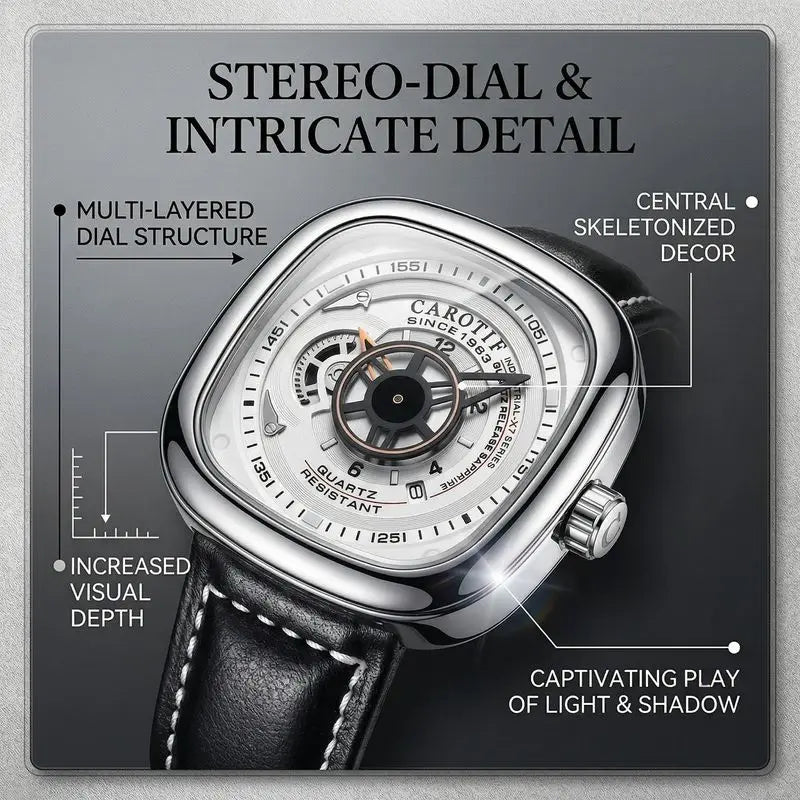1 piece square case black leather strap ins style niche design personalized dial trendy versatile men's