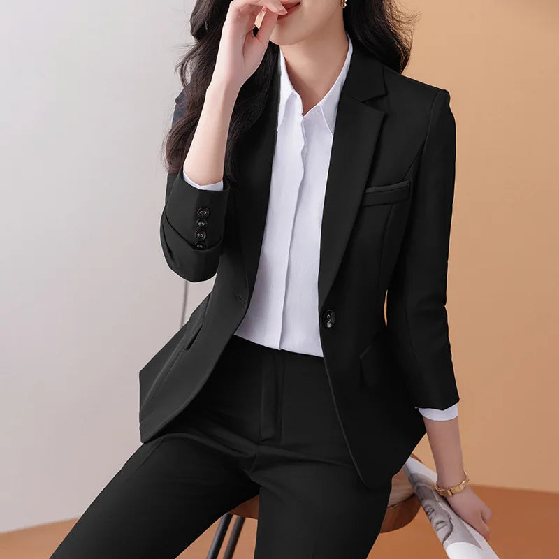 Business Formal Suit Set for Women College Students Job Interview Workwear Small Size Female Jacket Professional Top
