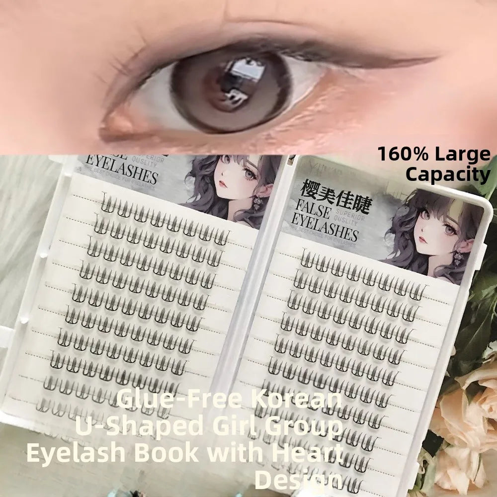 Korean Style U-Shaped Fake Eyelashes Heart Tail End Girls Group Soft Age-Reducing Natural Looking Fiber Material for Ordinary...