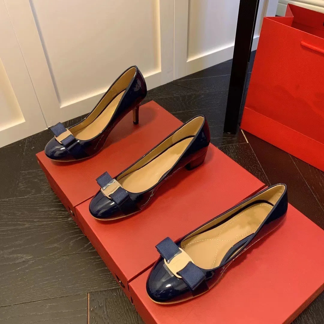 Comfortable round Toe High Version Spring New Style Red Shoes with Bow Tie Flat Heel Velvet Women Casual Shoes Ballet Flat
