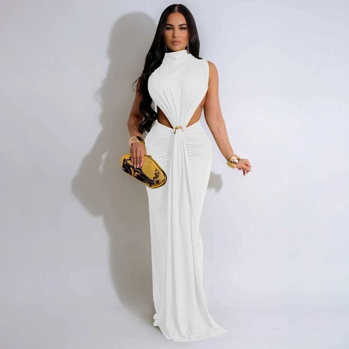 K10772 Women's Fashionable Sexy Side Slit Sleeveless Dress Amazon Cross-Border Dress European And American Style Gown Skirt