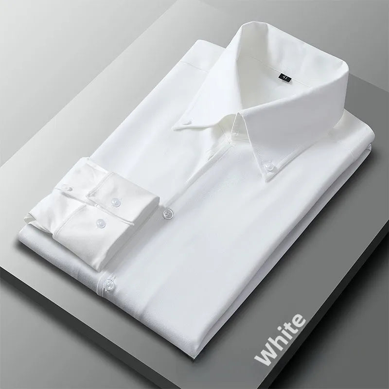 Men's Long Sleeve Business Shirt Fall Fashion French Style Big Collar Slim Fit Empire Collar Iron Free Breathable Machine Was...