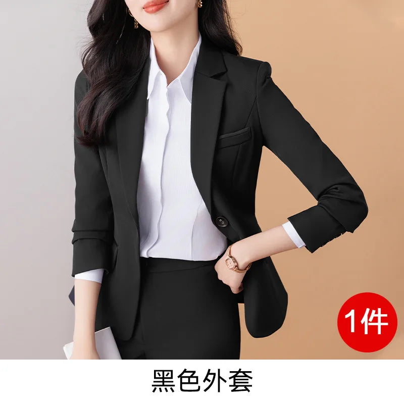 Business Formal Suit Set for Women College Students Job Interview Workwear Small Size Female Jacket Professional Top